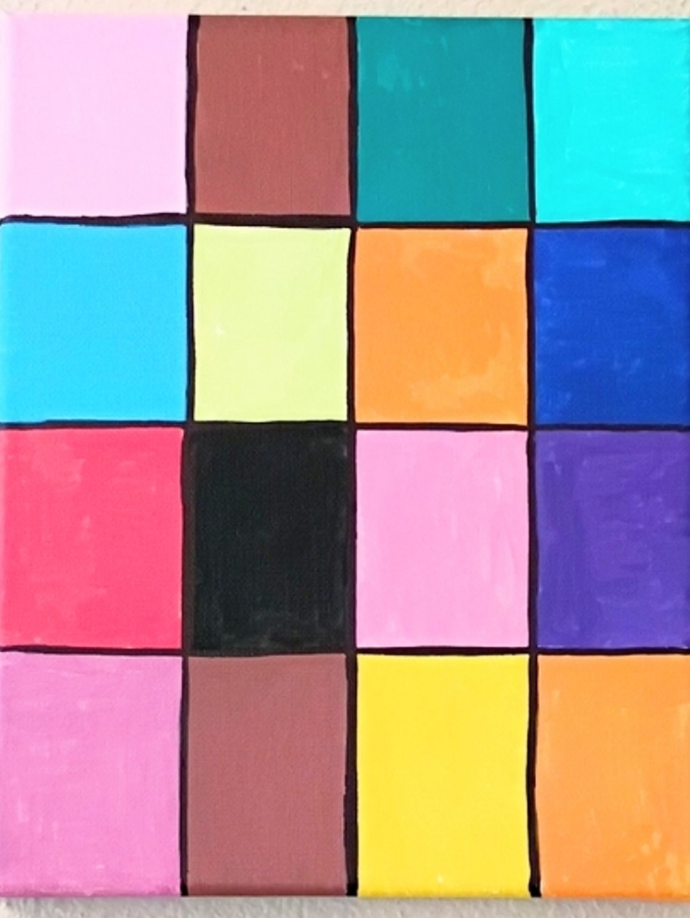 Colorful Retro Abstract Acrylic Painting 8x10 Canvas Handmade Wall Art Decor